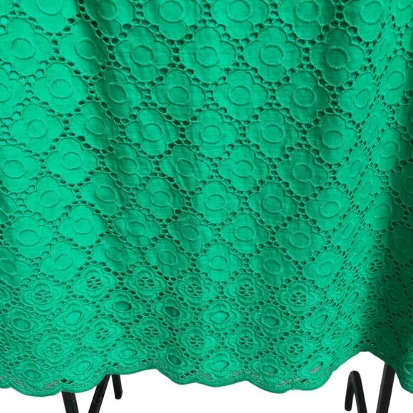 Talbots Lace Overlay Dress Size 14 Green Fully Lined 100% Cotton Back Zip EUC - Picture 2 of 7